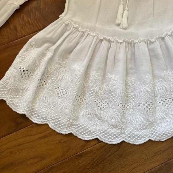 NWT Faherty Organic Cotton White Blouse Top Boho Embroidered Sz M - Picture 4 of 7